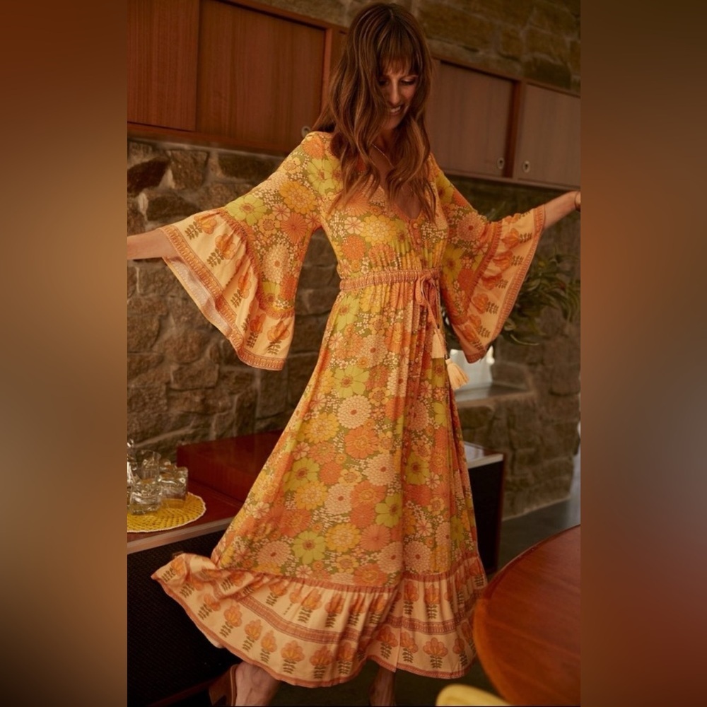 Nine Lives Bazaar Floral Bohemian Maxi Lola Dress 70s inspired Hippie Festival